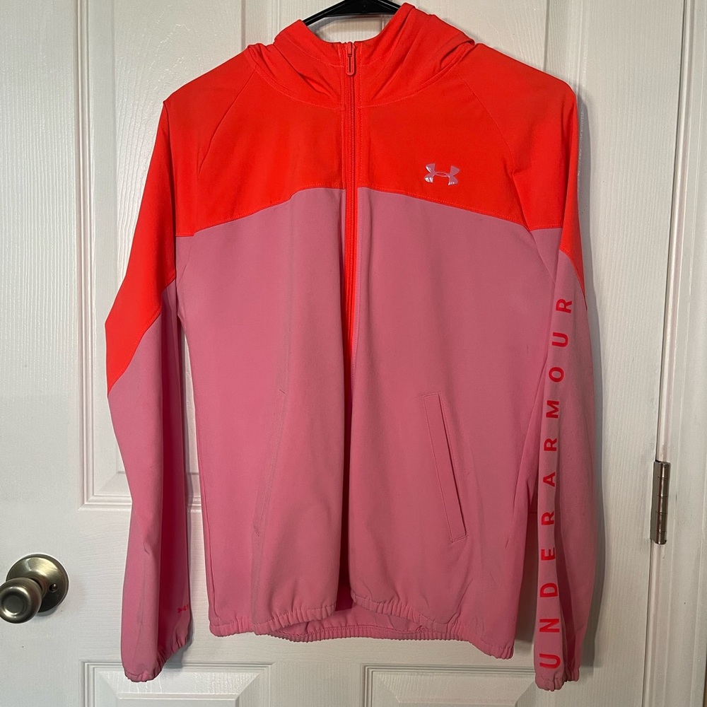 Pink Under Armor wind breaker sport jacket in size small